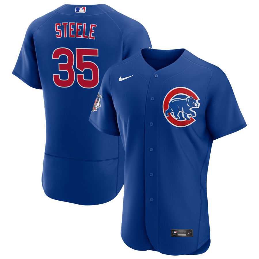 Mens Chicago Cubs #35 Justin Steele Nike Royal Alternate FlexBase Player Jersey Dzhi